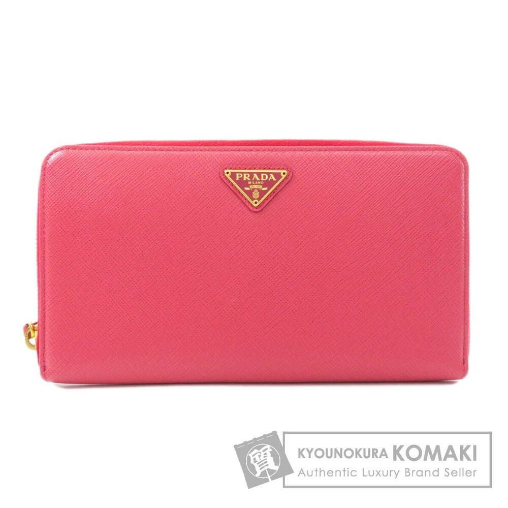 Prada logo plate long Wallet leather
